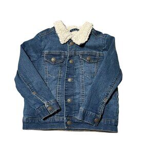 Old Navy Toddler Sherpa-Lined Denim Jacket With Fleece Collar 4T